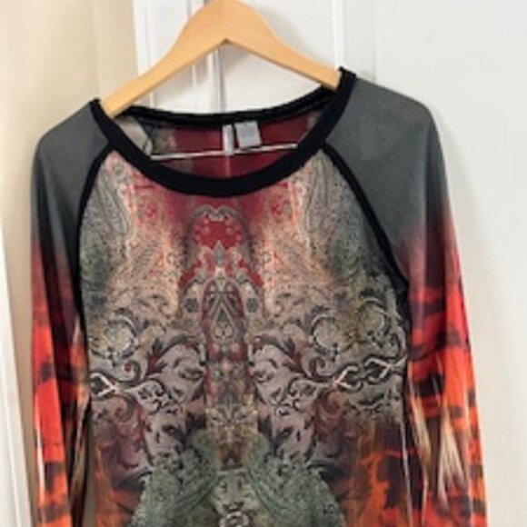 Women's Shirt Top (Brand: New Directions Weekend) Long Sleeve Multicolor Small - Picture 2 of 3